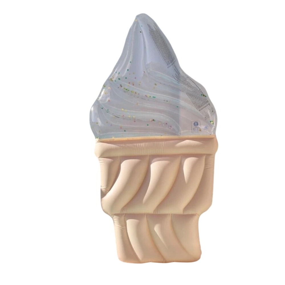 SunnyLife Ice Cream Sunday Luxe Lie On Float Inflatable Pool Lake Glitter Raft - Picture 8 of 9